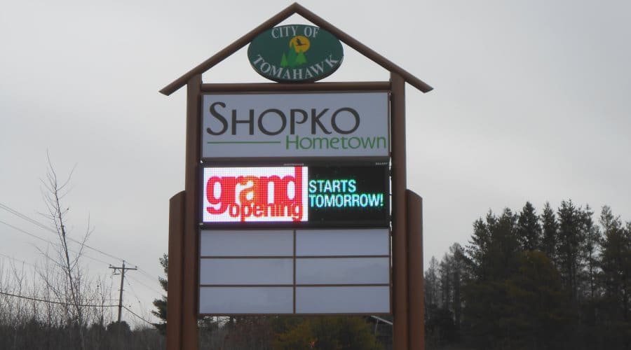 LED sign Shopko Hometown Plaza - Tomahawk, Wisconsin